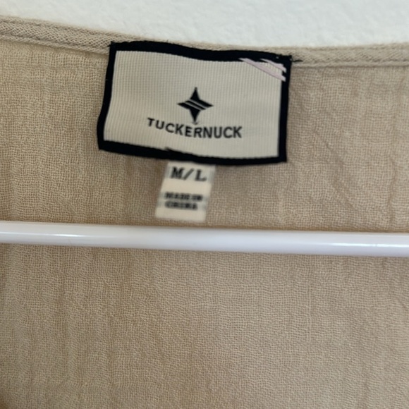 Tuckernuck Katie Caftan in Sand with Pom Poms – Lightweight Ramie M/L  De - Picture 4 of 8